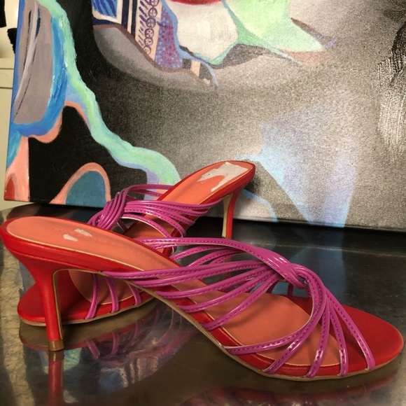 CUPCAKES & CASHMERE Pink&Red strapping sandals Sz7 - Picture 7 of 7